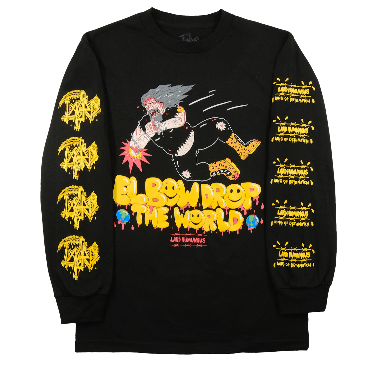 Elbow Drop The World Long Sleeve T-Shirt - Black – lardland shop